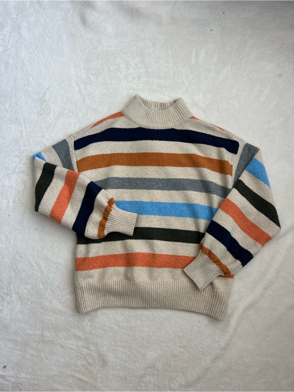 St. John's‎ Bay Cream Striped Turtleneck  Mock neck Sweater